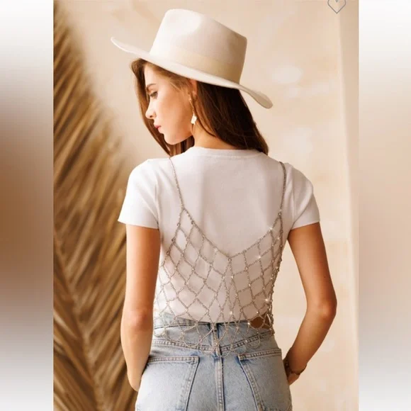 Finishing Touch! Crystal Beaded Net Cover Up Top - Picture 8 of 9